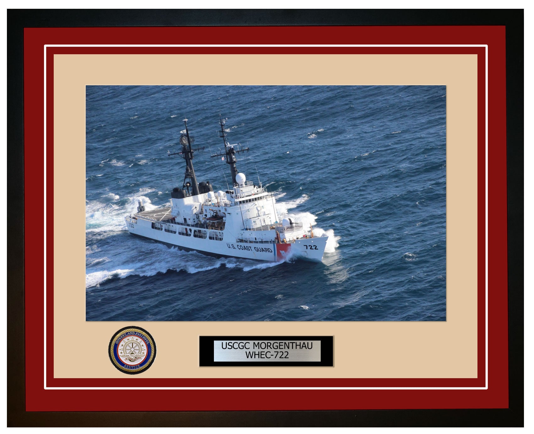 USCGC MORGENTHAU WHEC 722 Framed Coast Guard Ship Photo Burgundy 264WHEC722