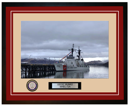 USCGC MUNRO WHEC 724 Framed Coast Guard Ship Photo Burgundy 265WHEC724