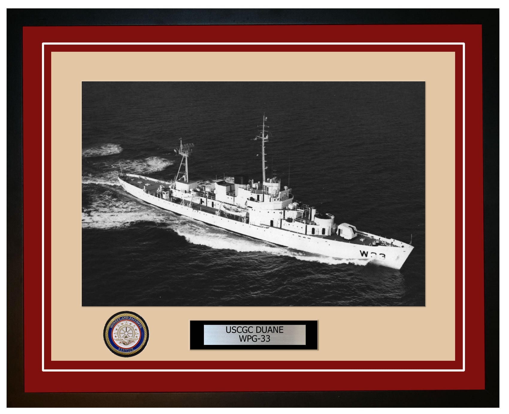 USCGC DUANE WPG 33 Framed Coast Guard Ship Photo Burgundy 272WPG33