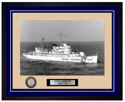 USCGC ABSECON WAVP 374 Framed Coast Guard Ship Photo Blue 281WAVP374