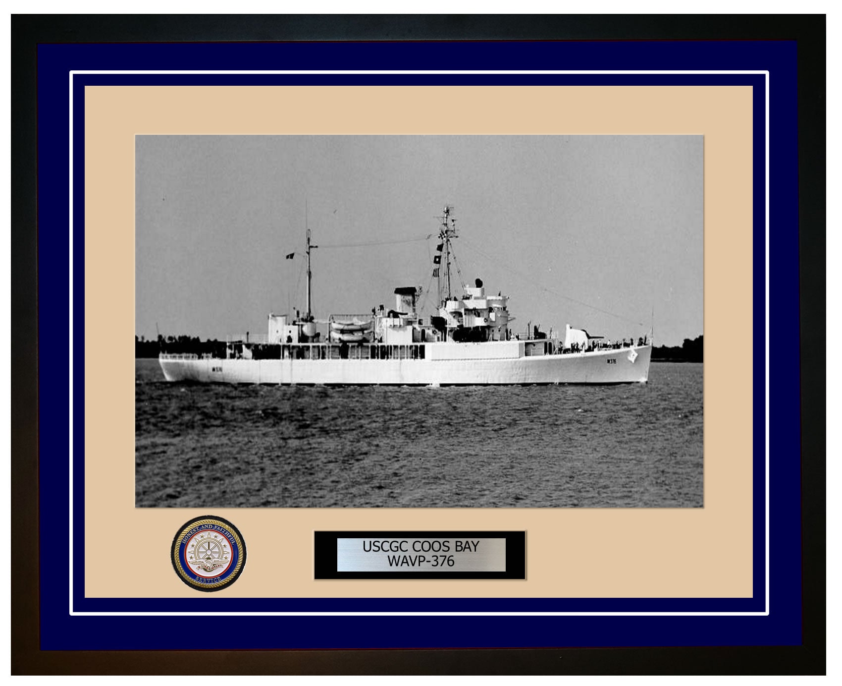 USCGC COOS BAY WAVP 376 Framed Coast Guard Ship Photo Blue 283WAVP376