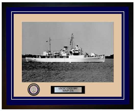 USCGC COOS BAY WAVP 376 Framed Coast Guard Ship Photo Blue 283WAVP376