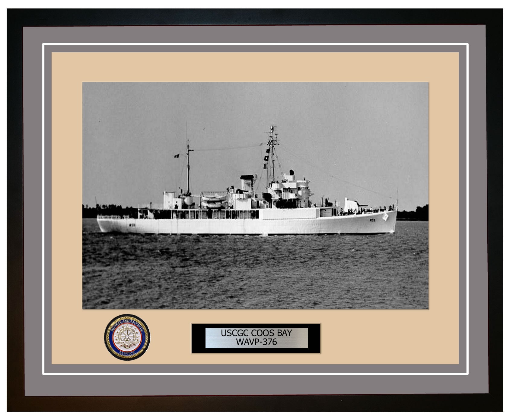 USCGC COOS BAY WAVP 376 Framed Coast Guard Ship Photo Grey 283WAVP376