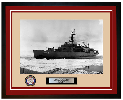 USCGC GLACIER WAGB 4 Framed Coast Guard Ship Photo Burgundy 292WAGB4