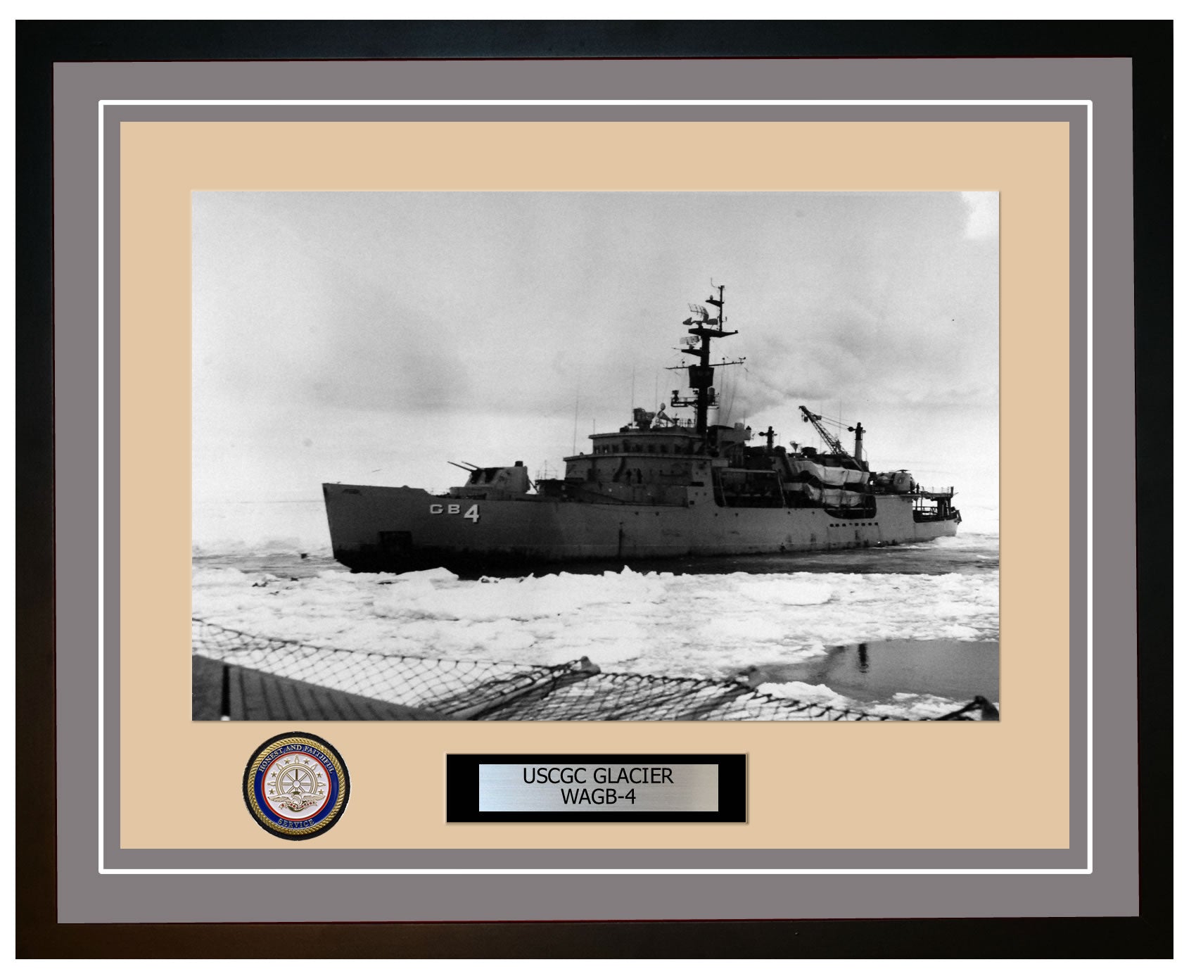 USCGC GLACIER WAGB 4 Framed Coast Guard Ship Photo Grey 292WAGB4