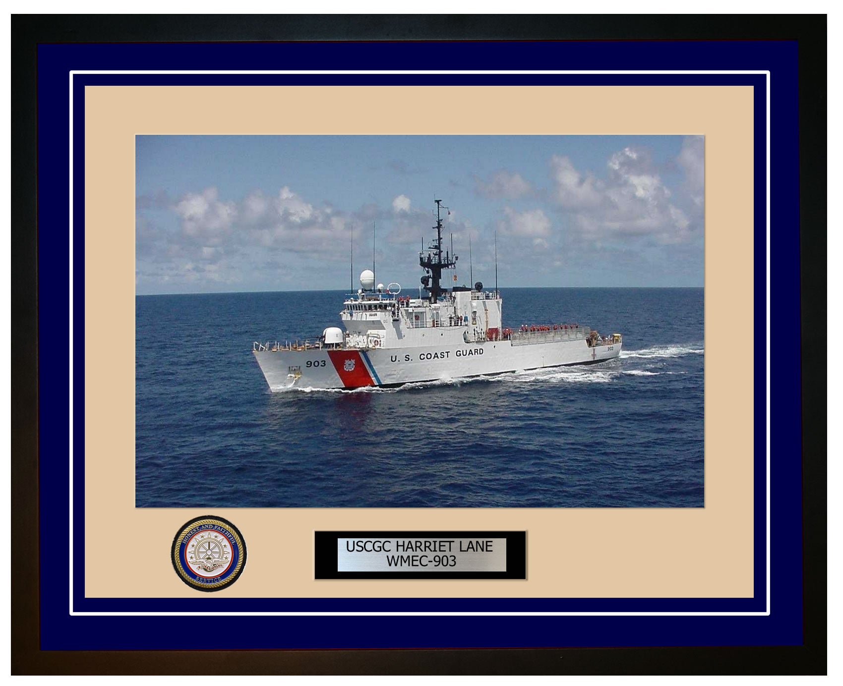 USCGC HARRIET LANE WMEC 903 Framed Coast Guard Ship Photo Blue 29WMEC903