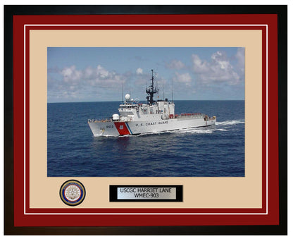 USCGC HARRIET LANE WMEC 903 Framed Coast Guard Ship Photo Burgundy 29WMEC903