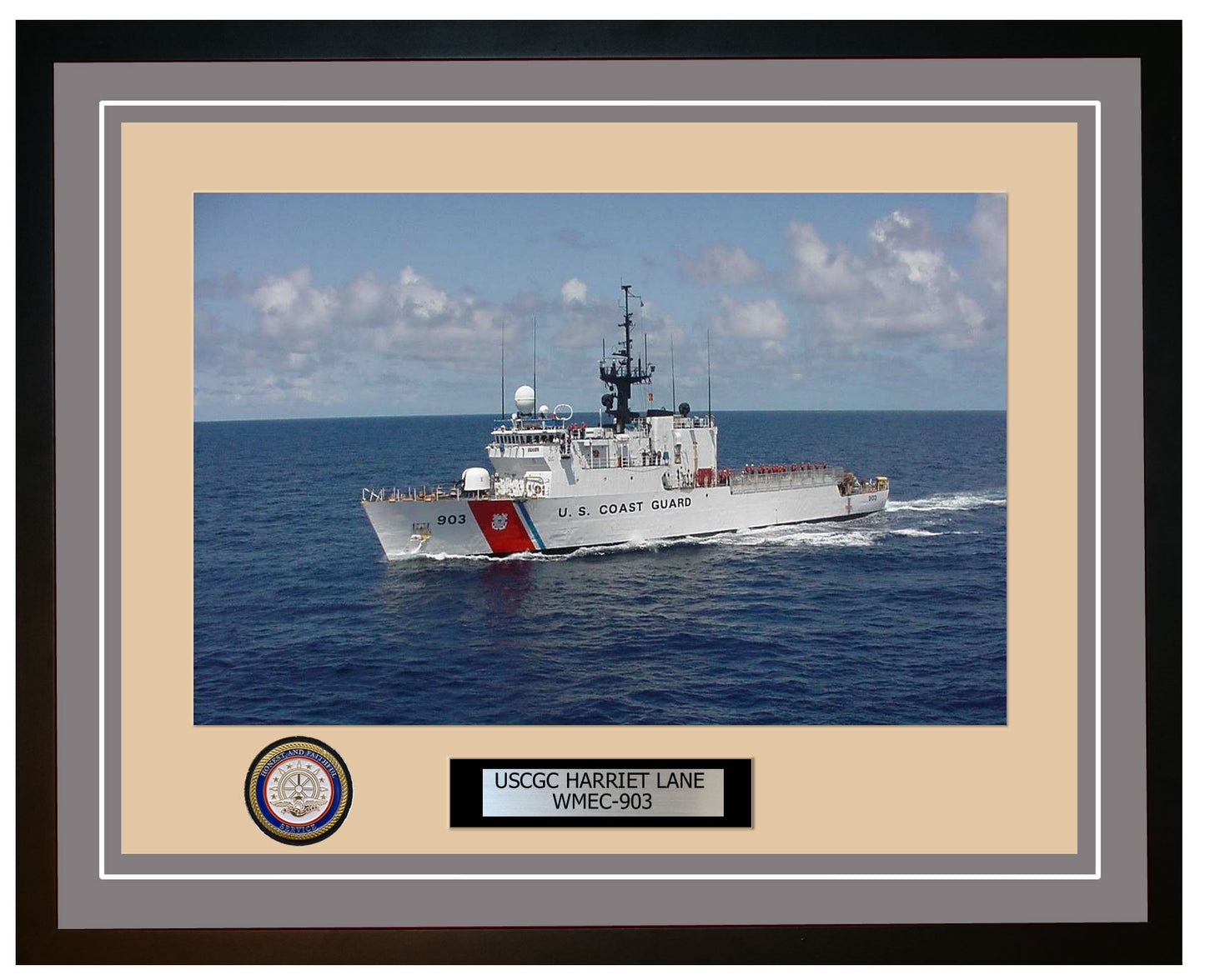 USCGC HARRIET LANE WMEC 903 Framed Coast Guard Ship Photo Grey 29WMEC903