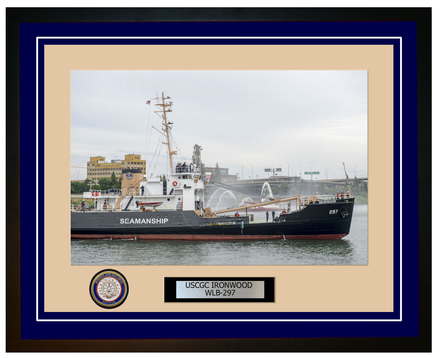 USCGC IRONWOOD WLB 297 Framed Coast Guard Ship Photo Blue 38WLB297