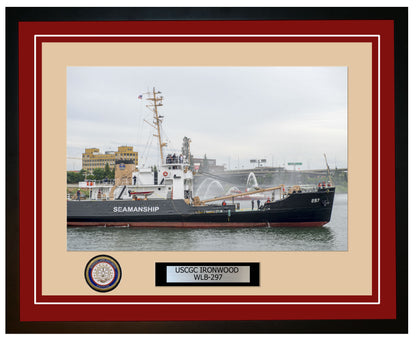 USCGC IRONWOOD WLB 297 Framed Coast Guard Ship Photo Burgundy 38WLB297