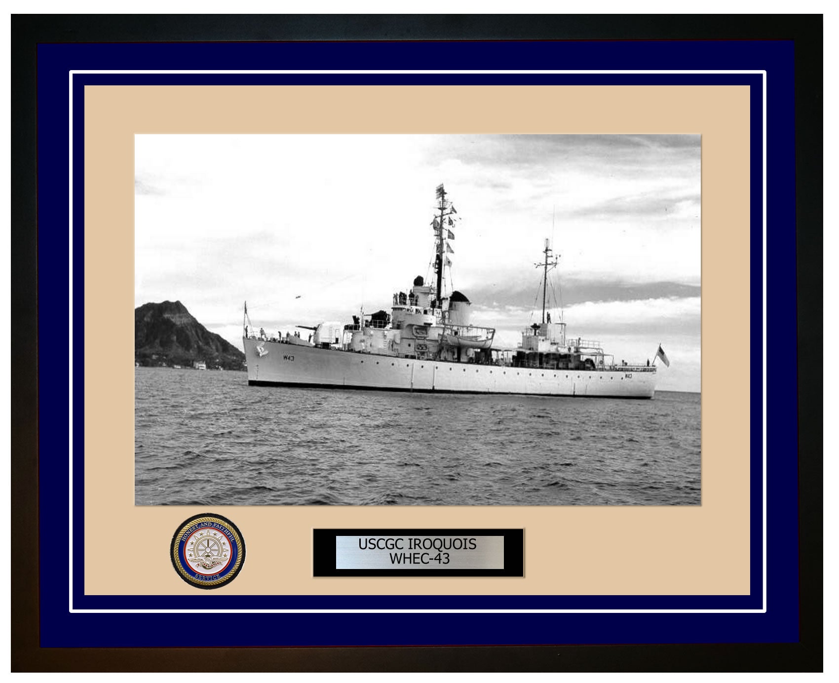 USCGC IROQUOIS WHEC 43 Framed Coast Guard Ship Photo Blue 39WHEC43