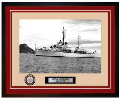 USCGC IROQUOIS WHEC 43 Framed Coast Guard Ship Photo Burgundy 39WHEC43