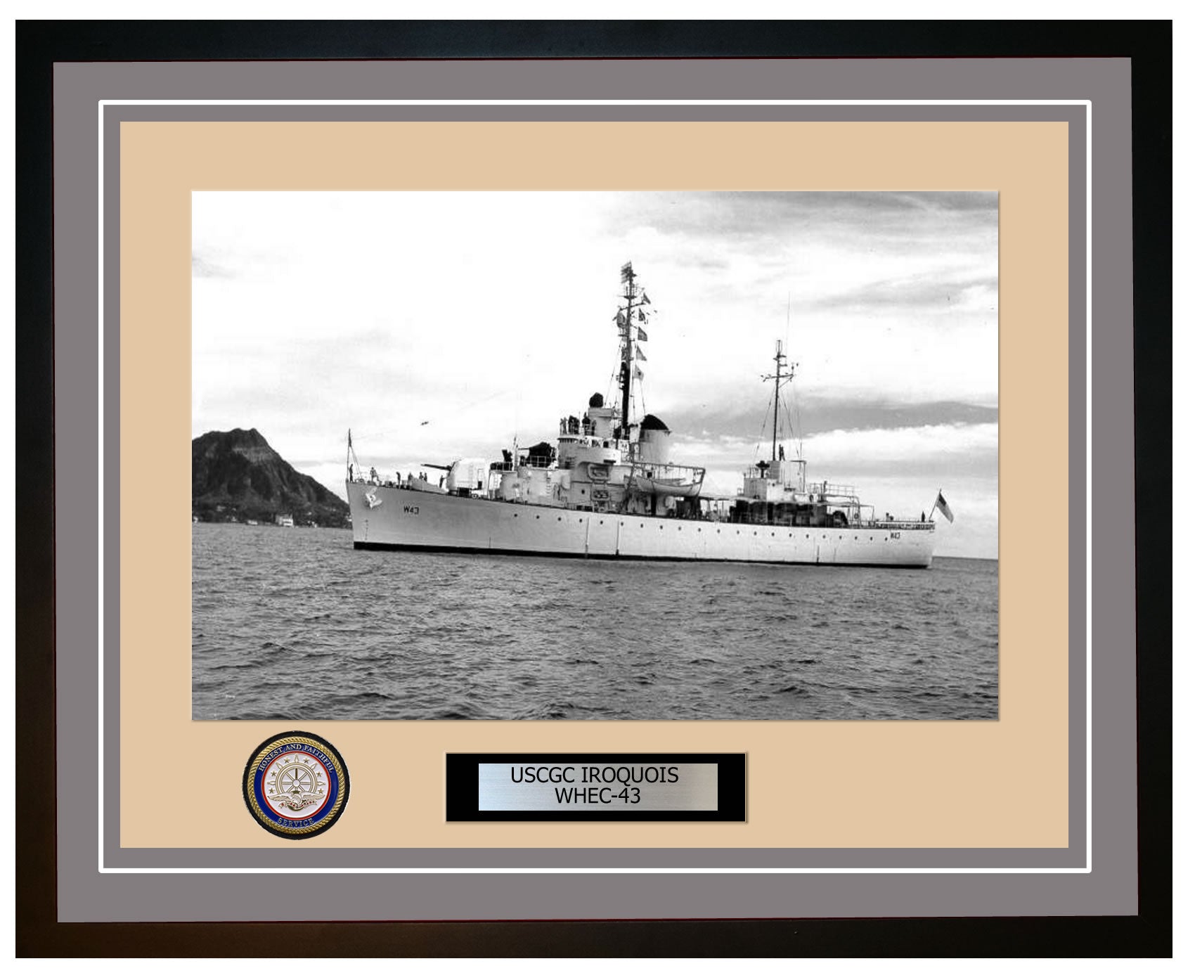 USCGC IROQUOIS WHEC 43 Framed Coast Guard Ship Photo Grey 39WHEC43