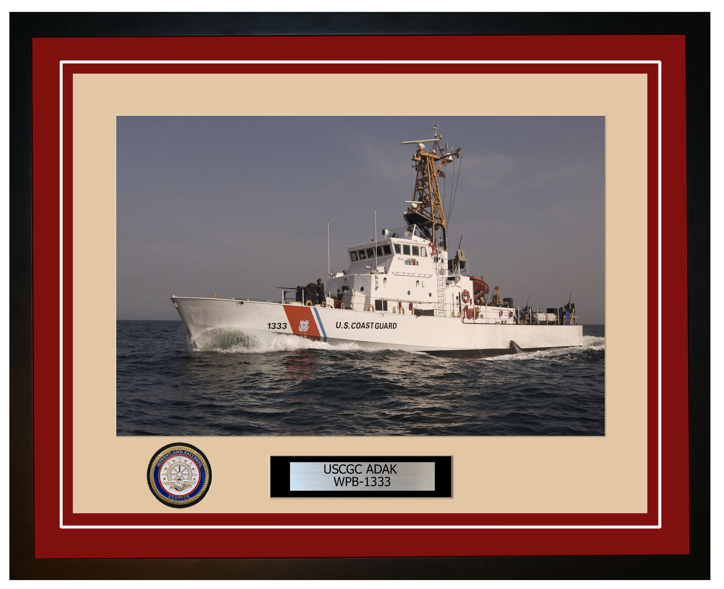 USCGC ADAK WPB 1333 Framed Coast Guard Ship Photo Burgundy 4WPB1333