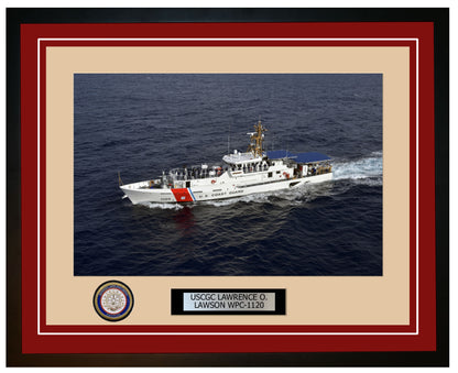 USCGC LAWRENCE O. LAWSON WPC 1120 Framed Coast Guard Ship Photo Burgundy 53WPC1120