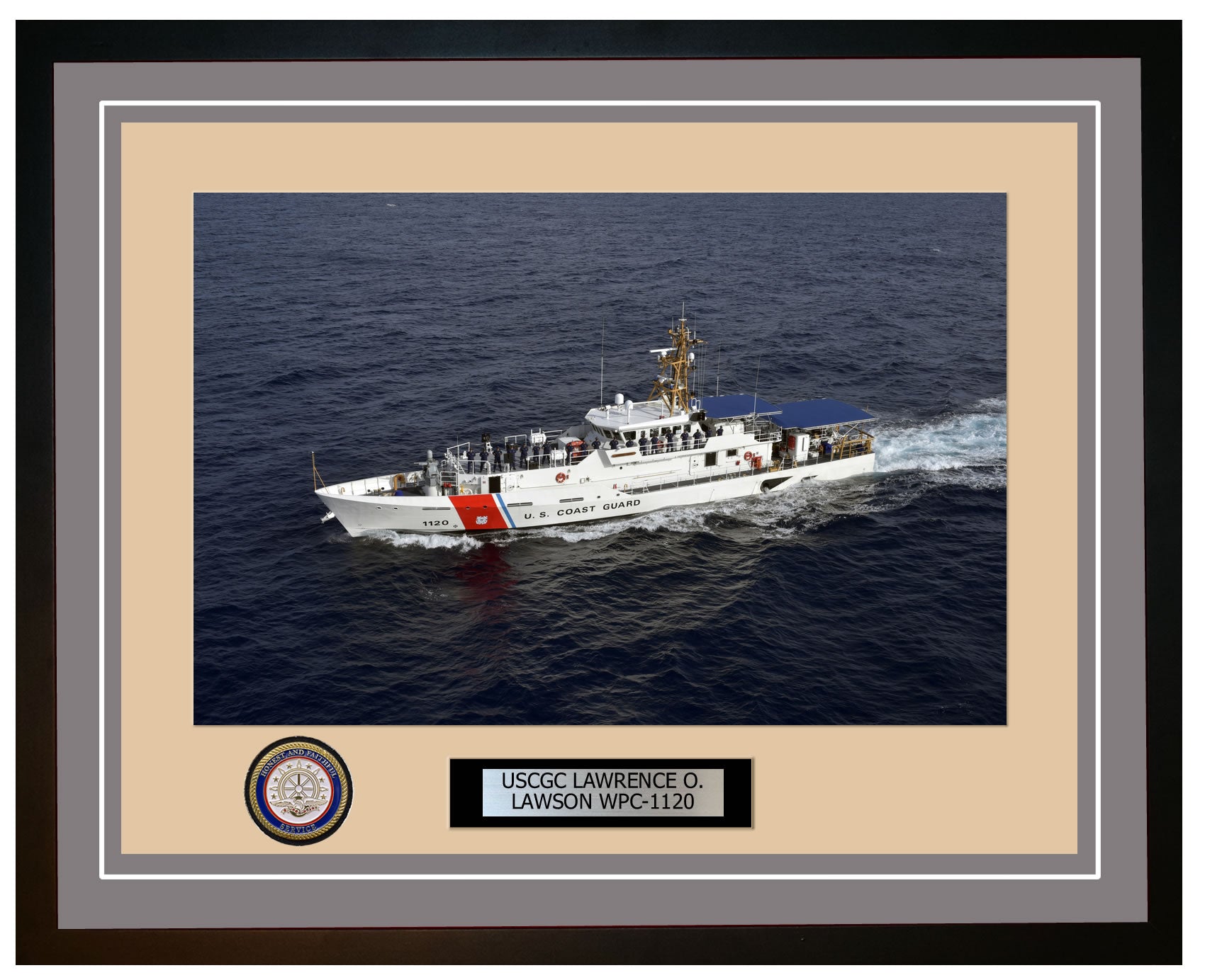 USCGC LAWRENCE O. LAWSON WPC 1120 Framed Coast Guard Ship Photo Grey 53WPC1120