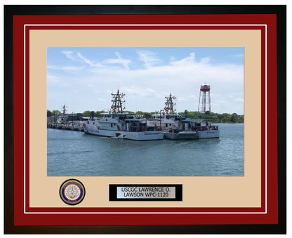 USCGC LAWRENCE O. LAWSON WPC 1120 Framed Coast Guard Ship Photo Burgundy 54WPC1120