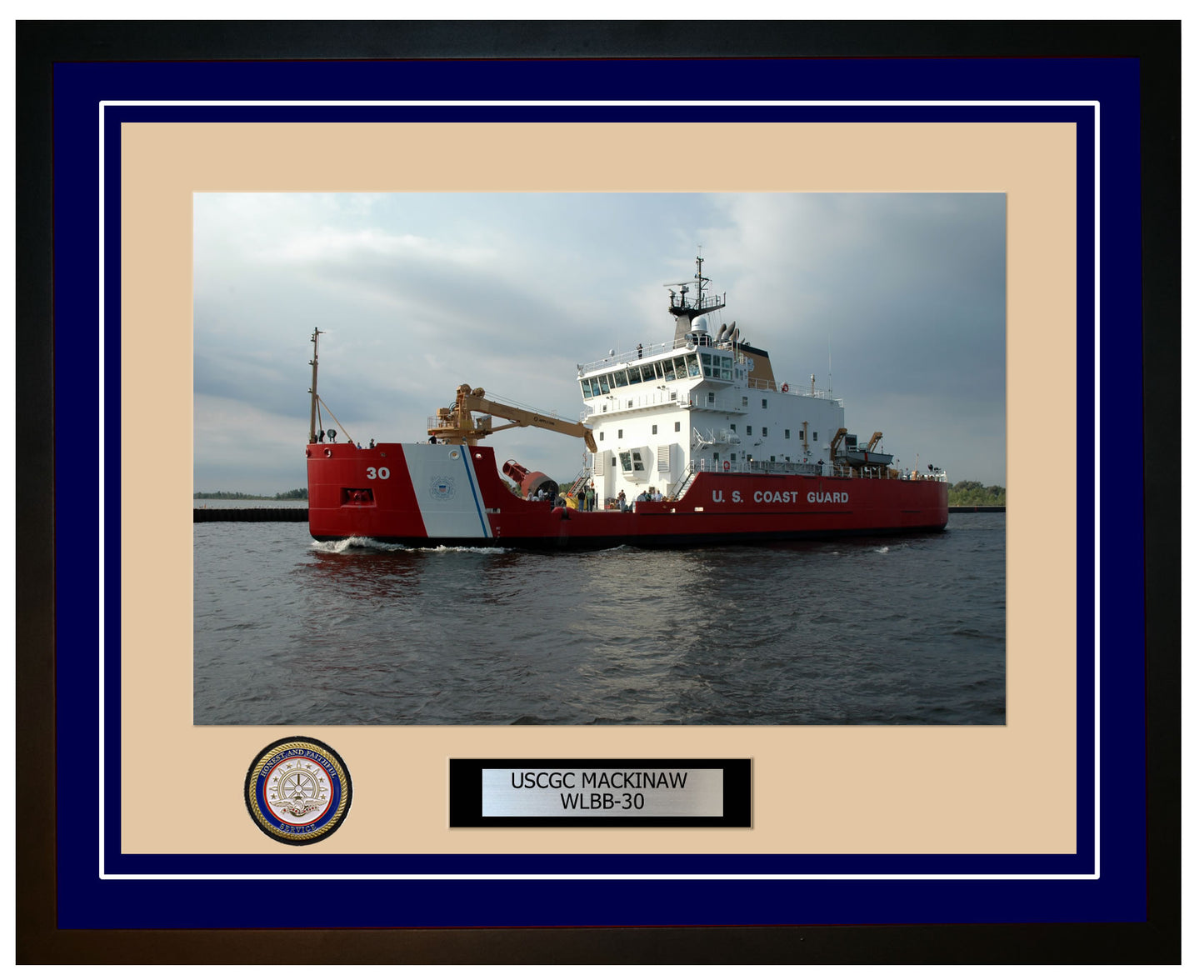 USCGC MACKINAW WLBB 30 Framed Coast Guard Ship Photo Blue 63WLBB30