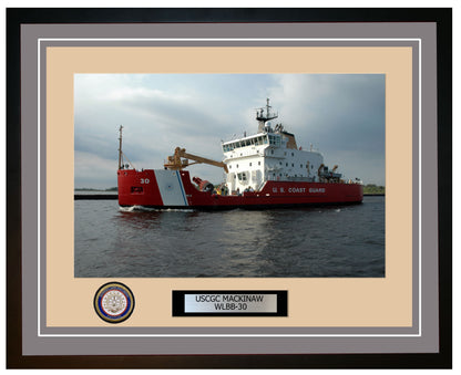 USCGC MACKINAW WLBB 30 Framed Coast Guard Ship Photo Grey 63WLBB30