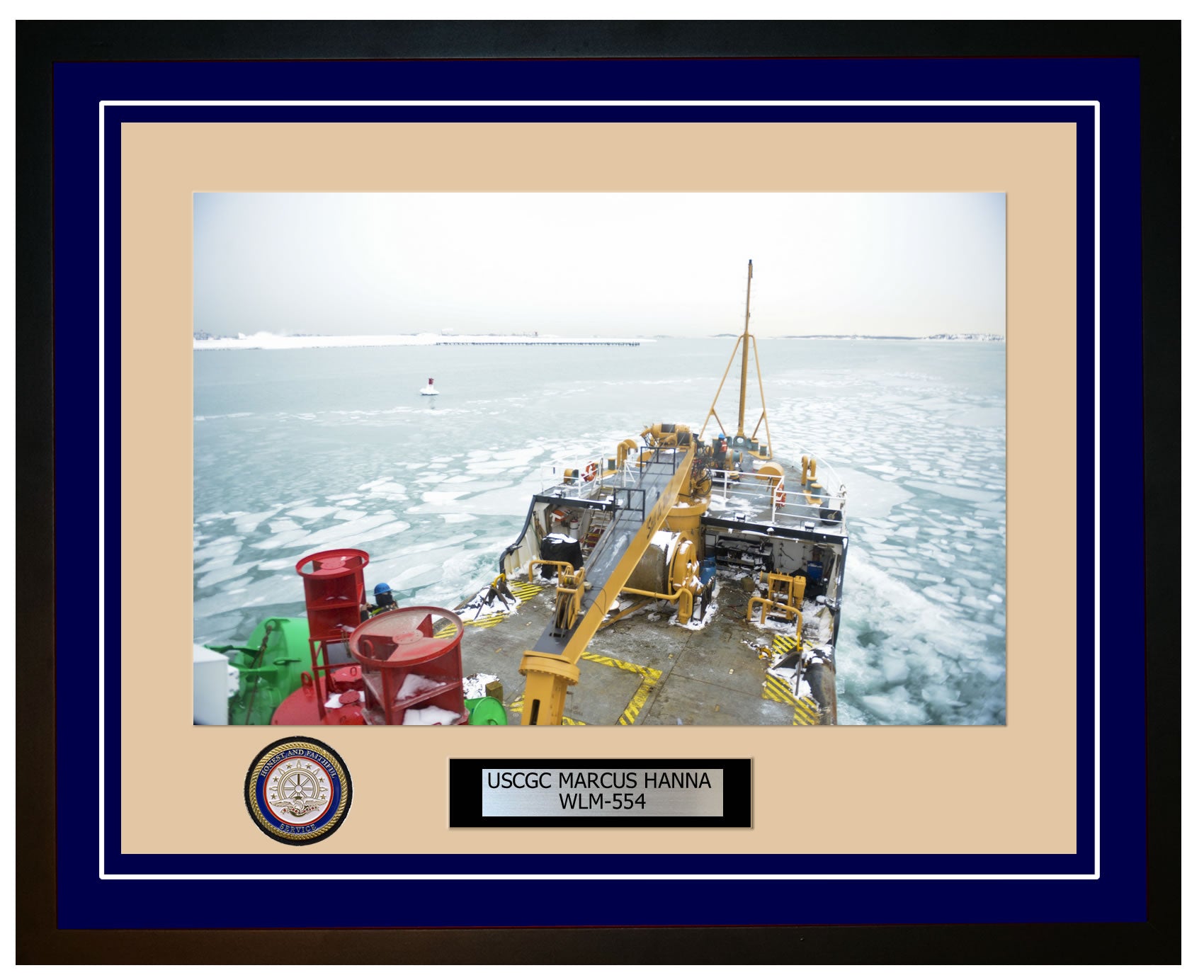 USCGC MARCUS HANNA WLM 554 Framed Coast Guard Ship Photo Blue 70WLM554