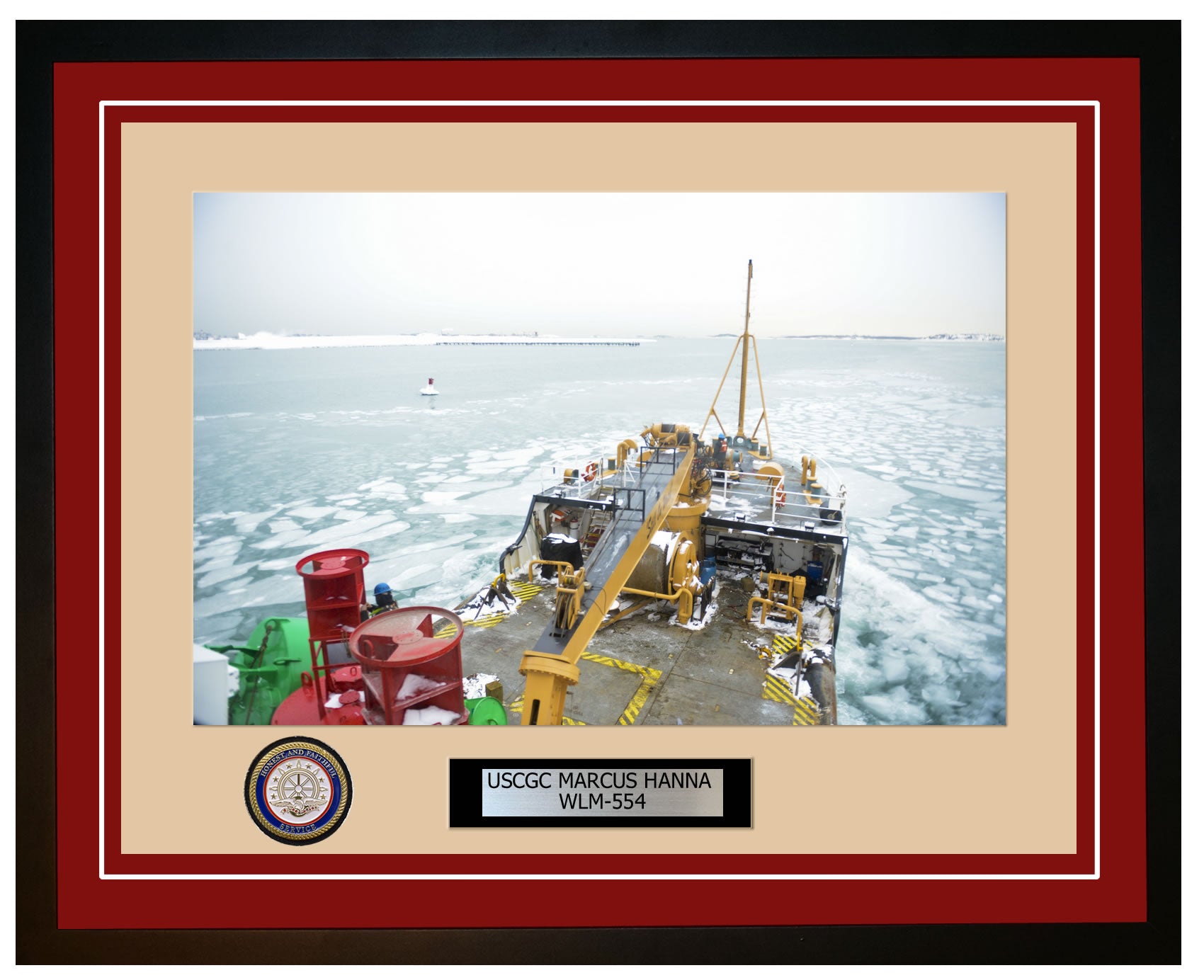 USCGC MARCUS HANNA WLM 554 Framed Coast Guard Ship Photo Burgundy 70WLM554