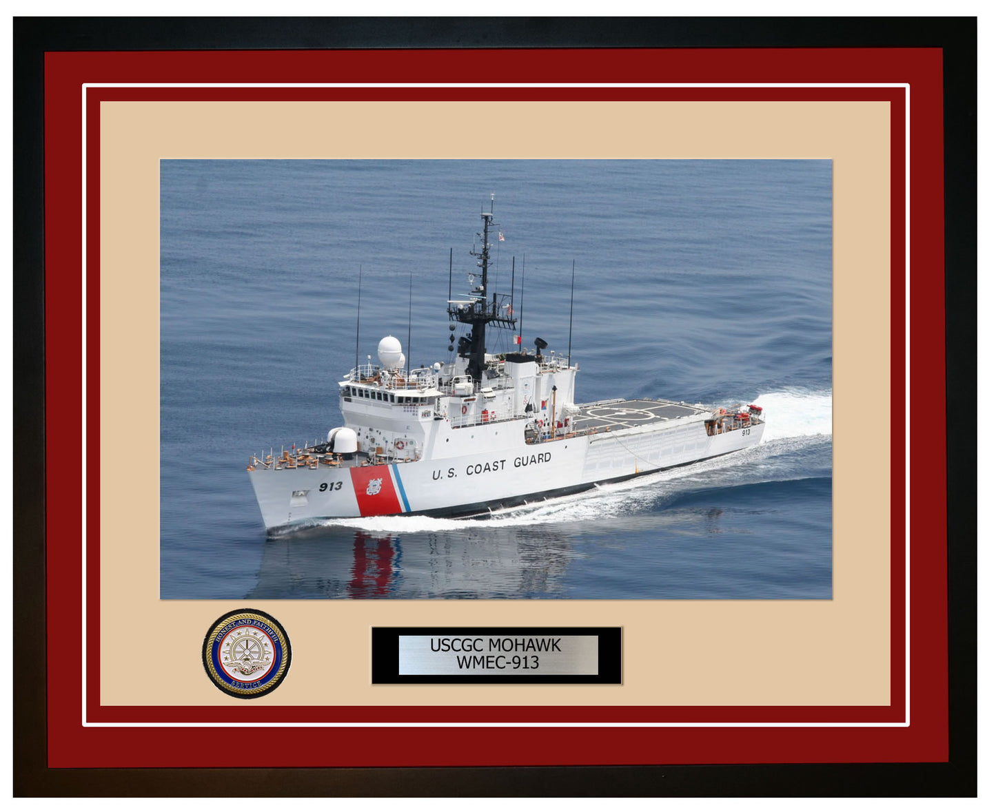 USCGC MOHAWK WMEC 913 Framed Coast Guard Ship Photo Burgundy 74WMEC913