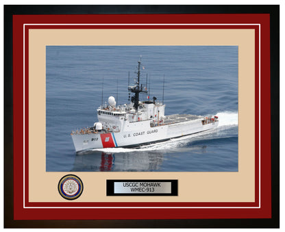 USCGC MOHAWK WMEC 913 Framed Coast Guard Ship Photo Burgundy 74WMEC913