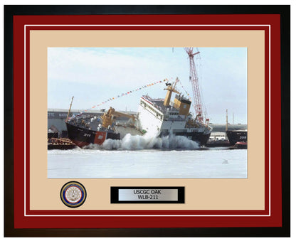 USCGC OAK WLB 211 Framed Coast Guard Ship Photo Burgundy 80WLB211