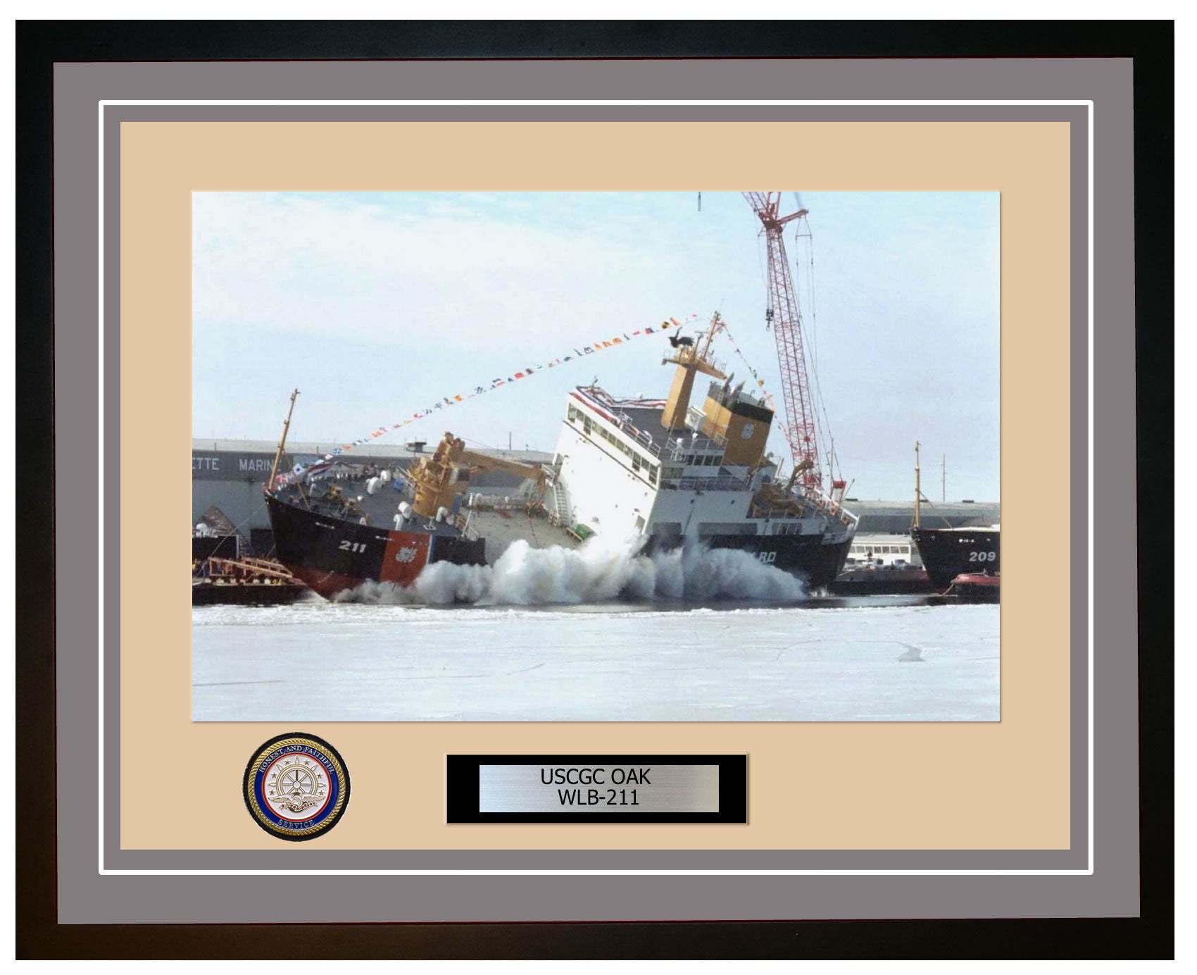 USCGC OAK WLB 211 Framed Coast Guard Ship Photo Grey 80WLB211