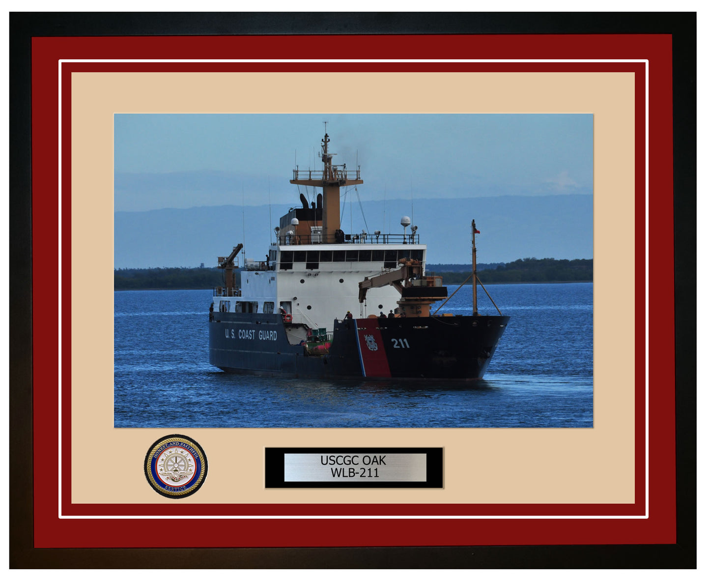 USCGC OAK WLB 211 Framed Coast Guard Ship Photo Burgundy 81WLB211