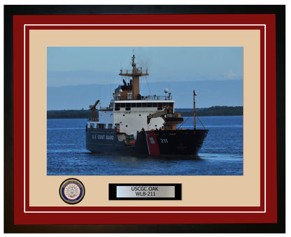 USCGC OAK WLB 211 Framed Coast Guard Ship Photo Burgundy 81WLB211