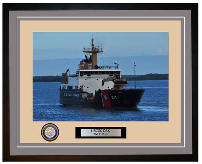 USCGC OAK WLB 211 Framed Coast Guard Ship Photo Grey 81WLB211