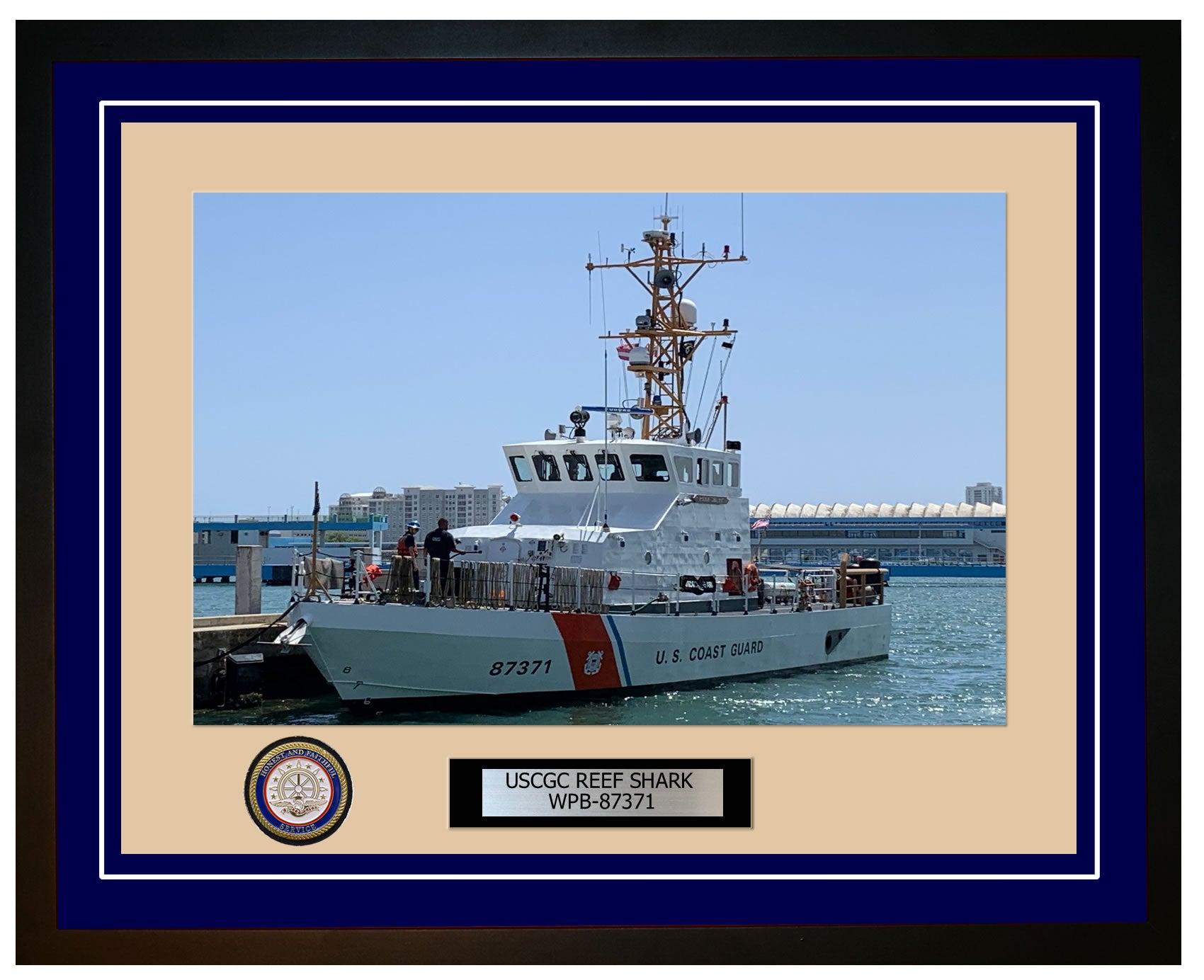 USCGC REEF SHARK WPB 87371 Framed Coast Guard Ship Photo Blue 84WPB87371