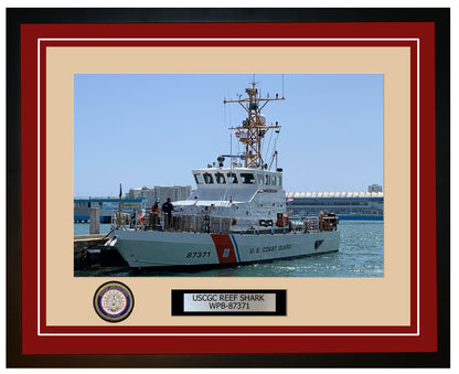 USCGC REEF SHARK WPB 87371 Framed Coast Guard Ship Photo Burgundy 84WPB87371