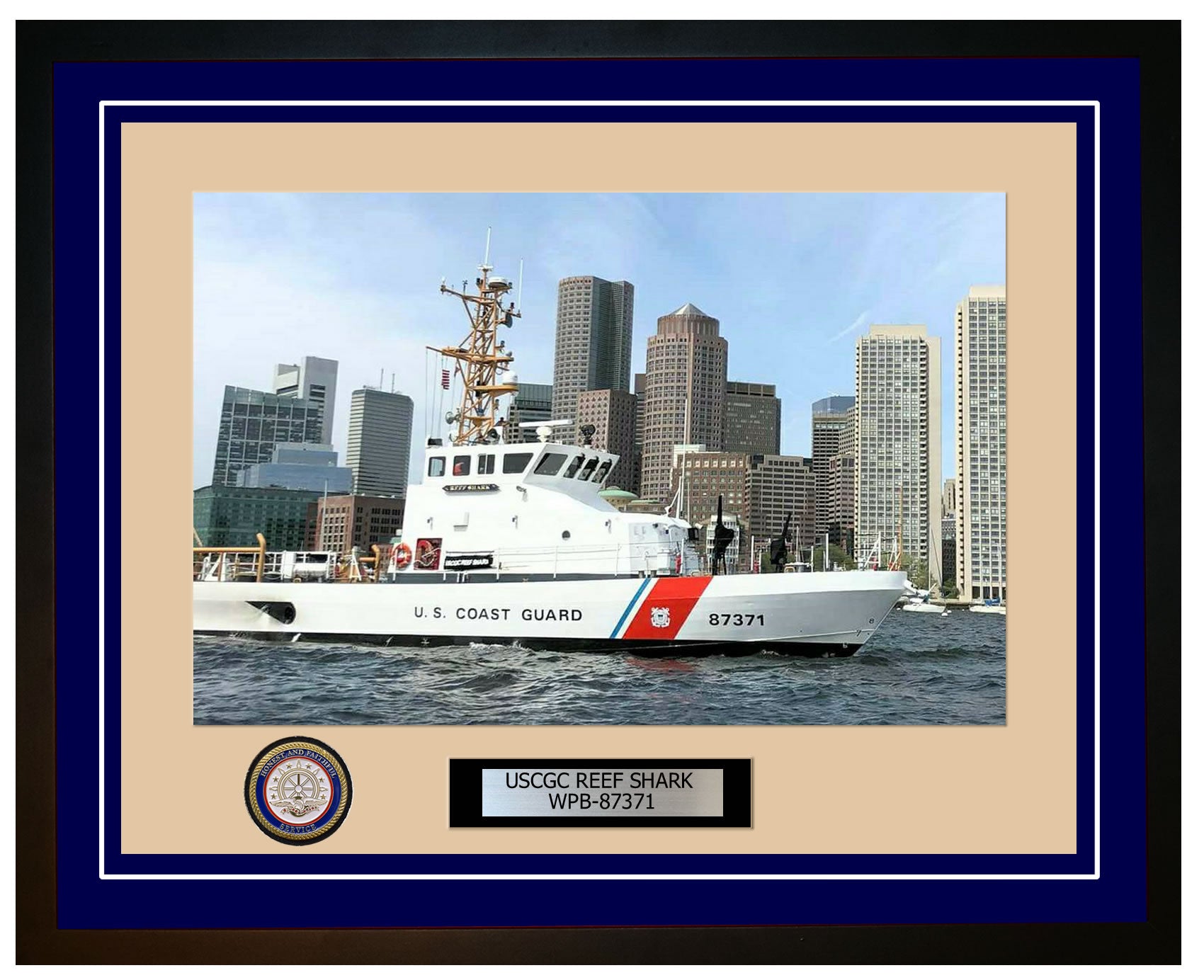 USCGC REEF SHARK WPB 87371 Framed Coast Guard Ship Photo Blue 85WPB87371