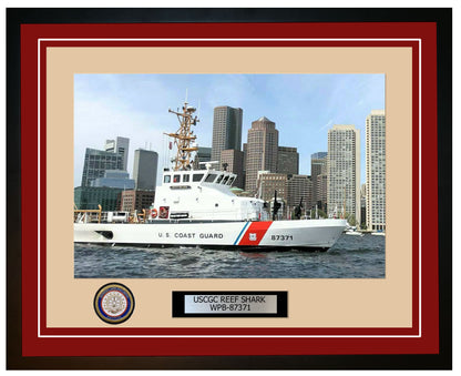 USCGC REEF SHARK WPB 87371 Framed Coast Guard Ship Photo Burgundy 85WPB87371