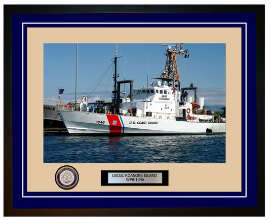 USCGC ROANOKE ISLAND WPB 1346 Framed Coast Guard Ship Photo Blue 87WPB1346