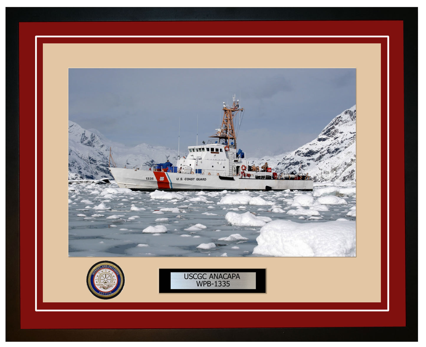 USCGC ANACAPA WPB 1335 Framed Coast Guard Ship Photo Burgundy 9WPB1335