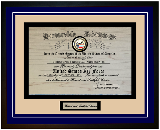 United States Air Force (USAF) Engraved Honorable Discharge Certificate