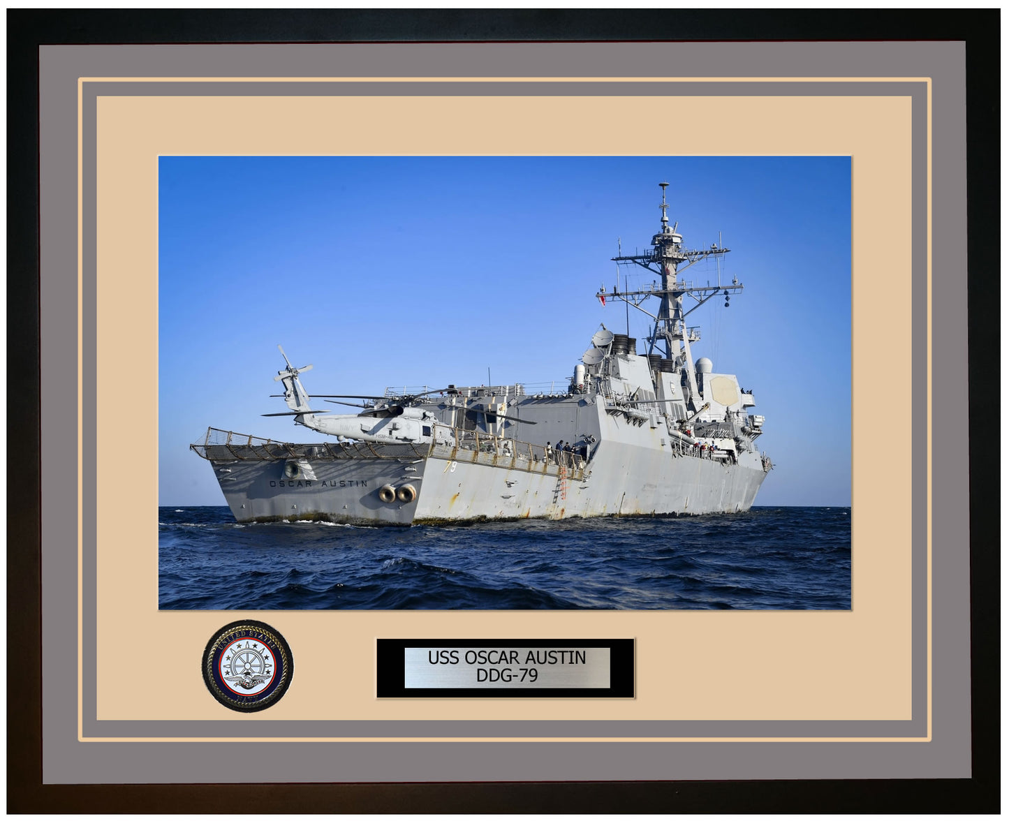 USS OSCAR AUSTIN DDG-79 Framed Navy Ship Photo Grey