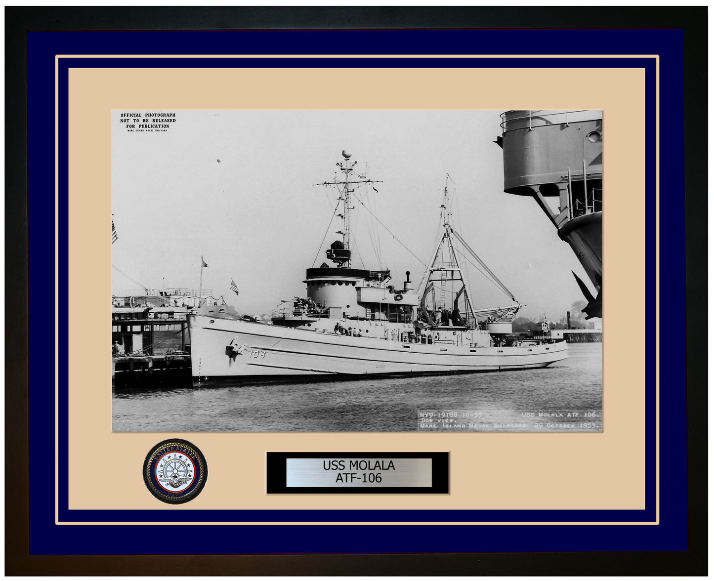 USS MOLALA ATF-106 Framed Navy Ship Photo Blue