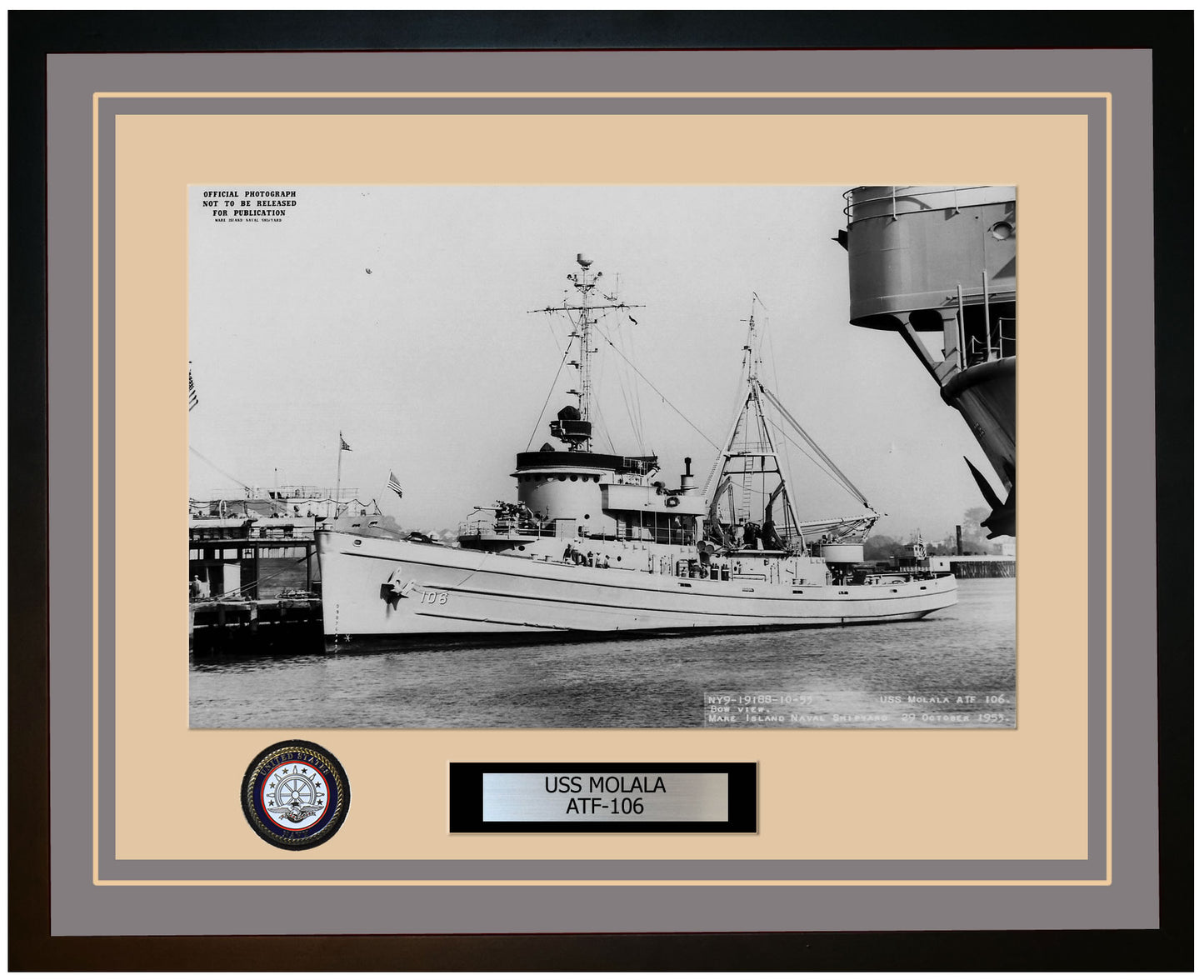 USS MOLALA ATF-106 Framed Navy Ship Photo Grey