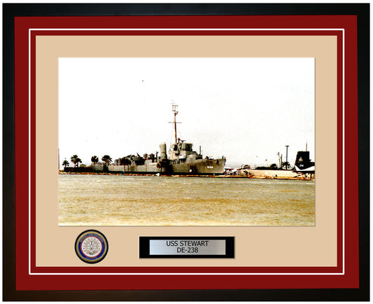 USS Stewart DE-238 Framed Navy Ship Photo Burgundy