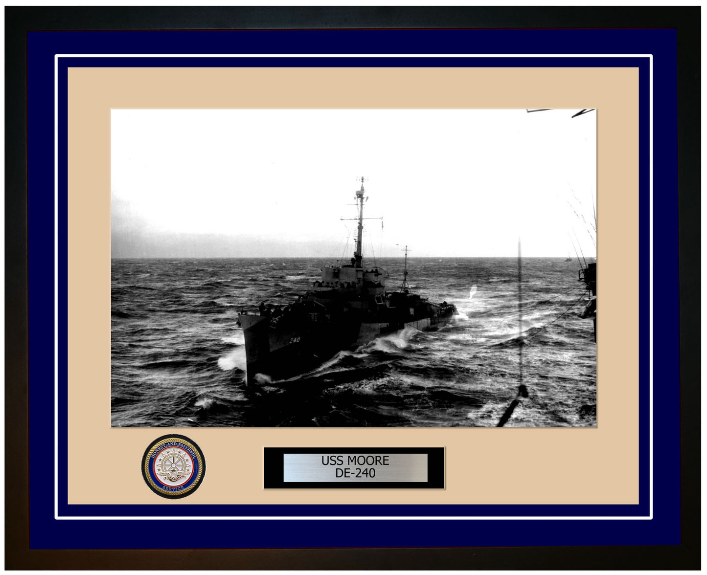 USS Moore DE-240 Framed Navy Ship Photo Blue