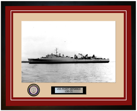 USS Point Defiance LSD-31 Framed Navy Ship Photo Burgundy