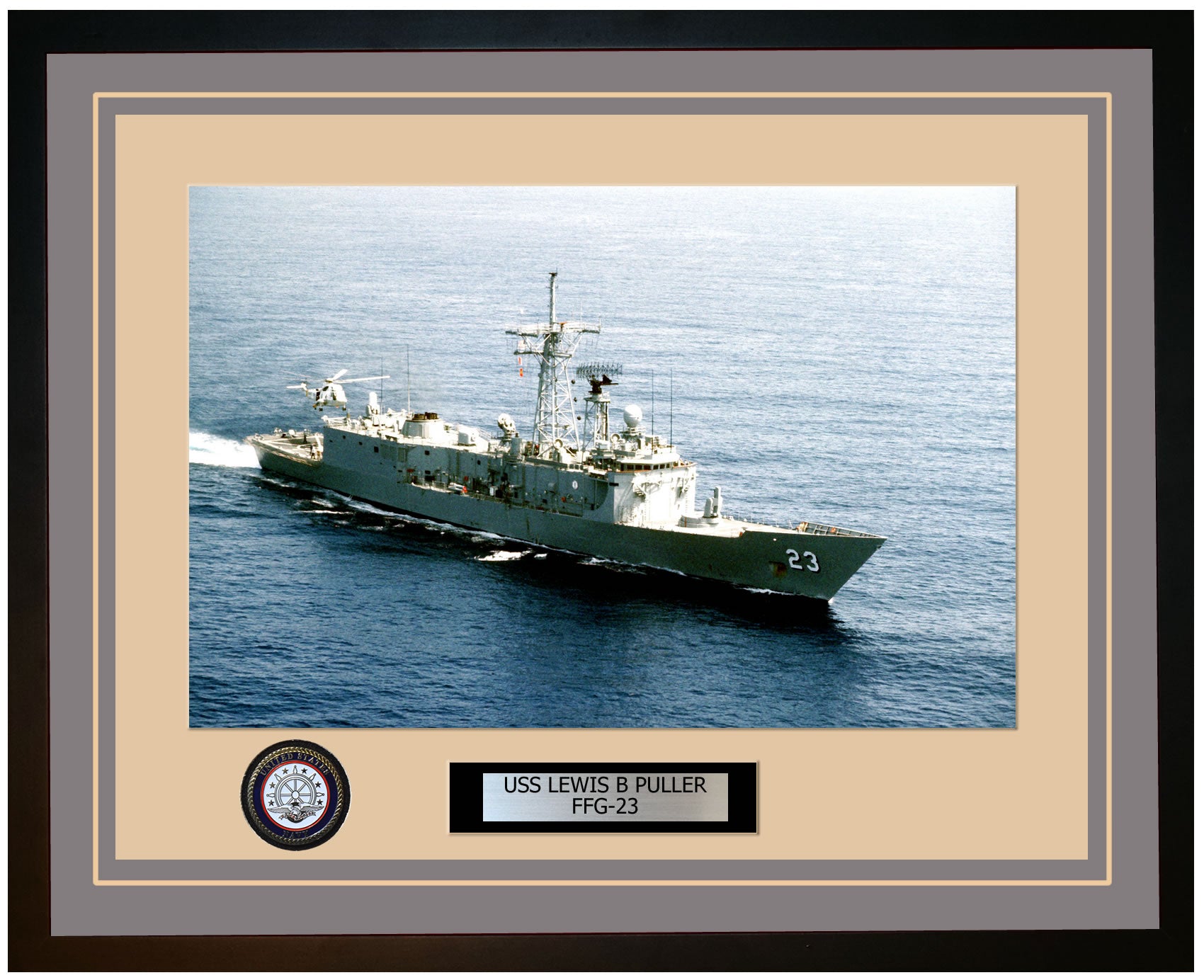 USS LEWIS B PULLER FFG-23 Framed Navy Ship Photo Burgundy – Navy Emporium