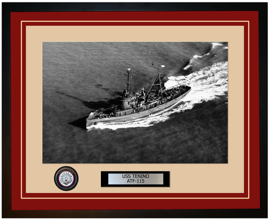 USS TENINO ATF-115 Framed Navy Ship Photo Burgundy