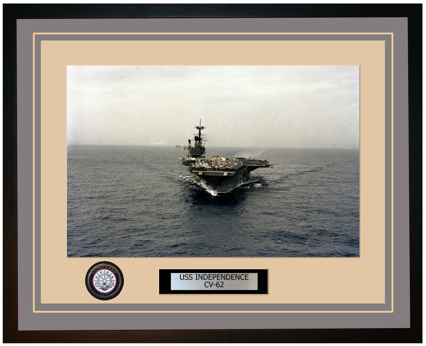 USS INDEPENDENCE CV-62 Framed Navy Ship Photo Grey