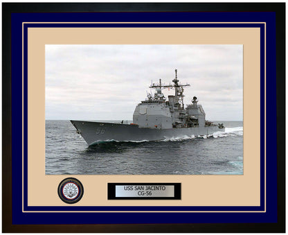 USS SAN JACINTO CG-56 Framed Navy Ship Photo Blue