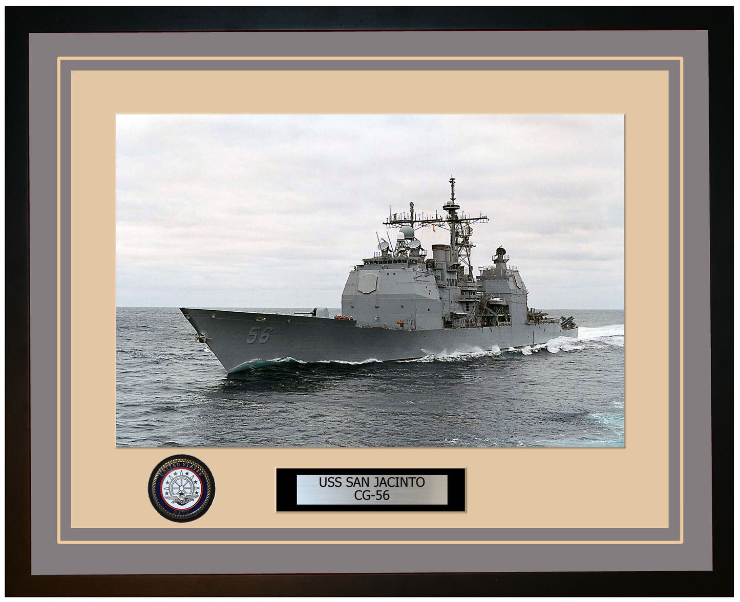 USS SAN JACINTO CG-56 Framed Navy Ship Photo Grey